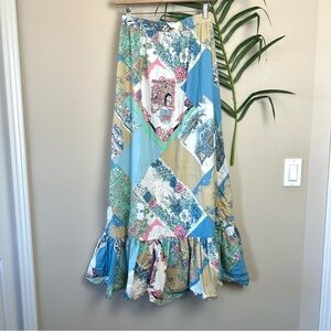 1970's Paddle & Saddle Patchwork Full Length Skirt XS